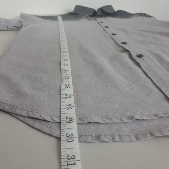 Howe Gray Short Sleeve Cotton Linen Shirt - Picture 8 of 13